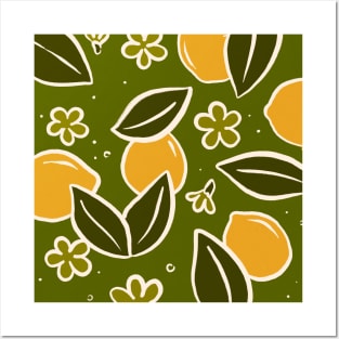 Yellow lemons citrus fresh summer boho green Posters and Art